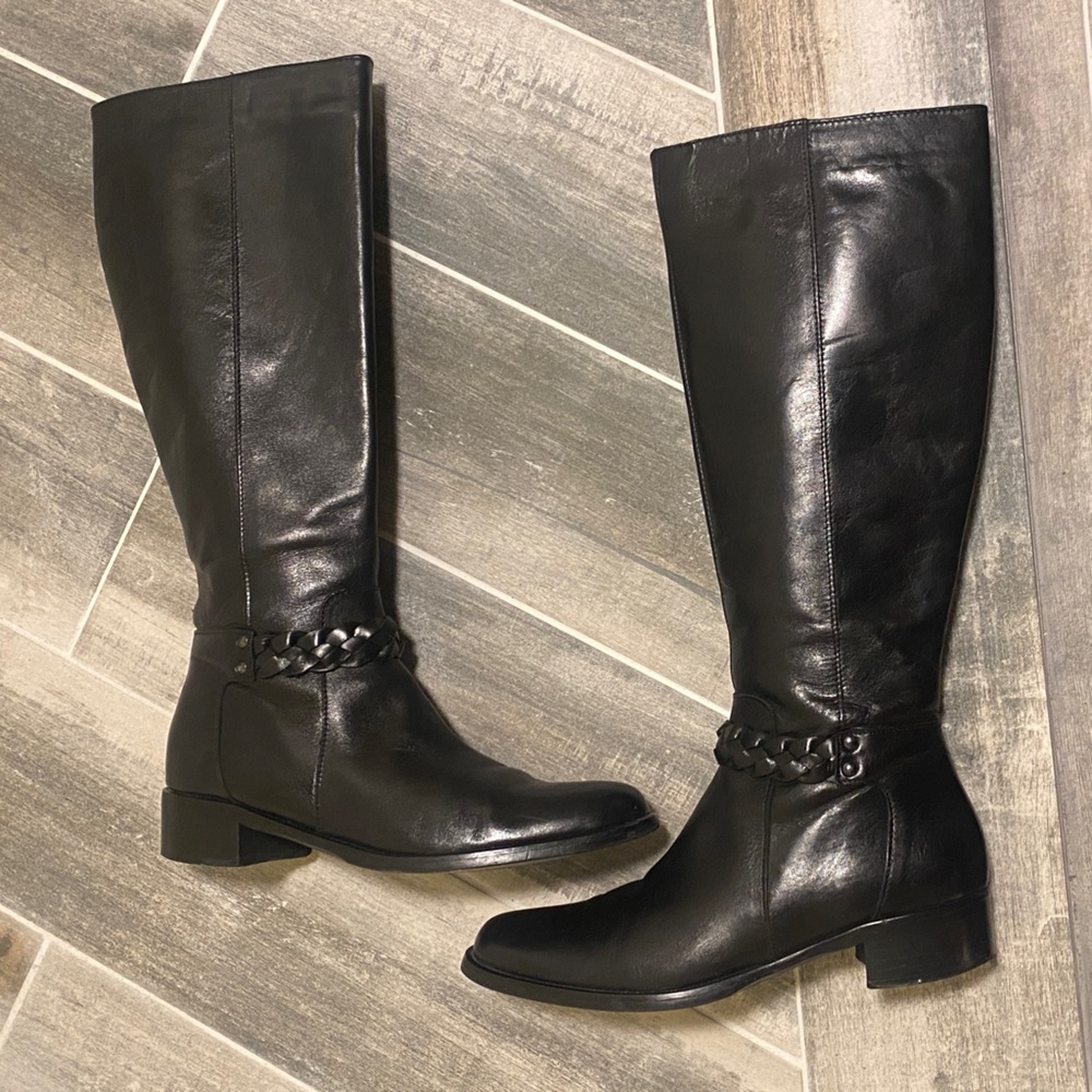 Minelli Knee-High Leather Boots Black Women’s size 9.5 - Picture 4 of 10
